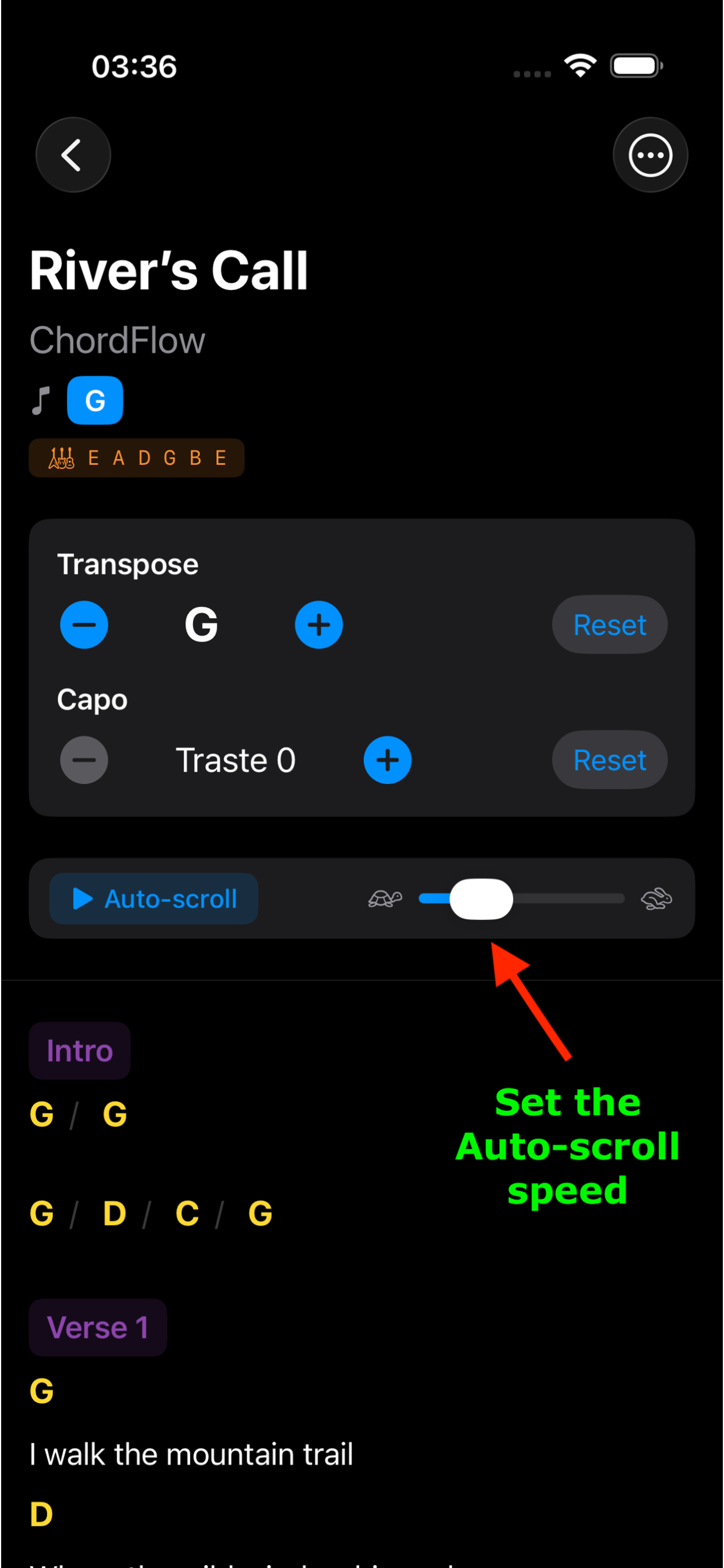 ChordFlow Auto-scroll