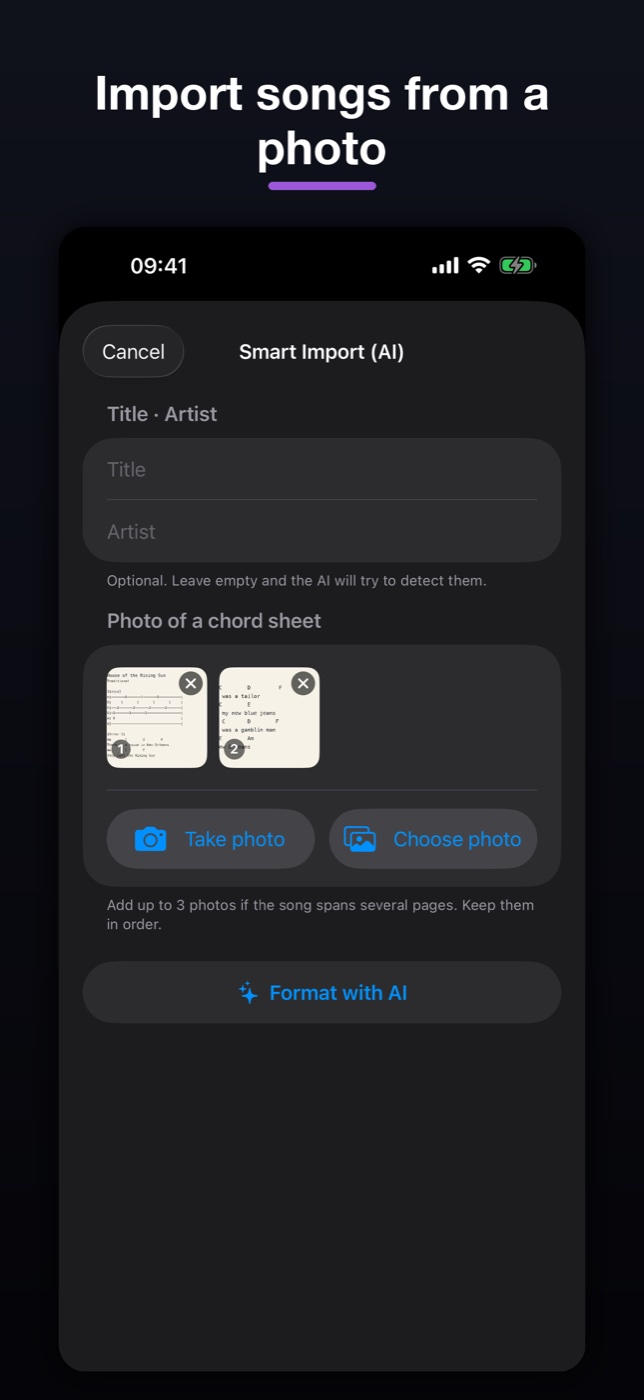 ChordFlow Smart Import - import songs from a photo of your songbook